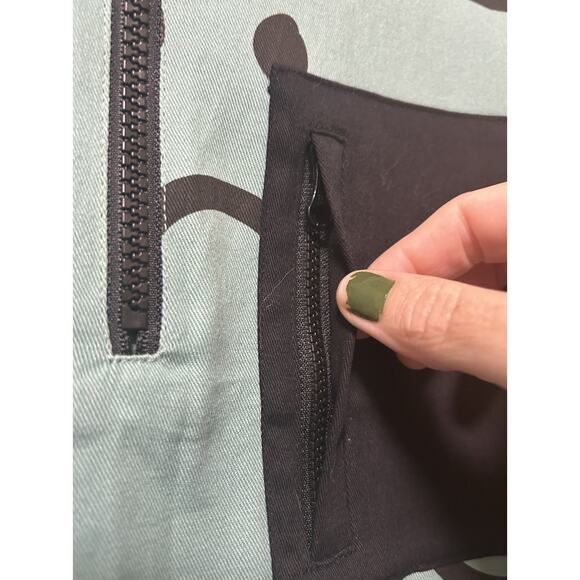 Lazy Oaf Happy Sad Green Colorblock Zip Cotton Track Top Sweater - Size Small - Picture 4 of 7